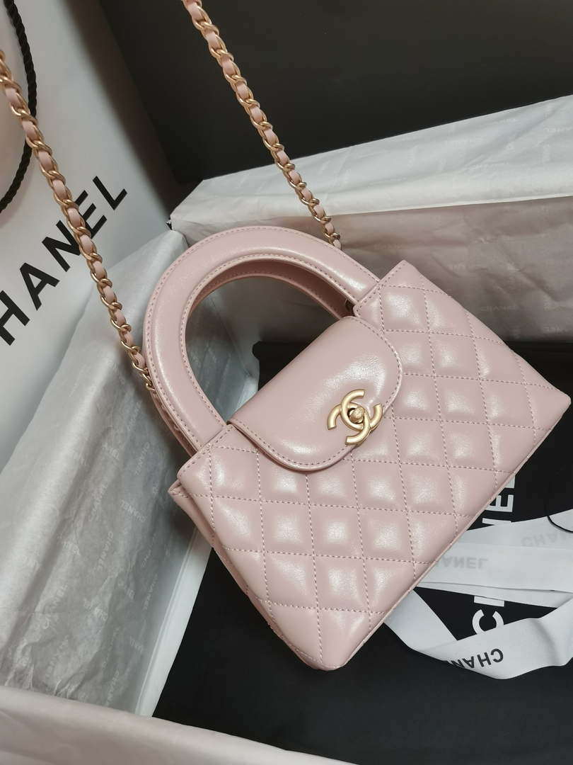 Chanel AS4416 Mini Shopping Bag shiny aged Calfskin gold tone metal Light Pink - Default Title - View 5