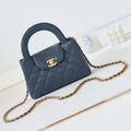 Chanel AS4416 Mini Shopping Bag shiny aged Calfskin gold tone metal Navy Blue - Default Title - View 1