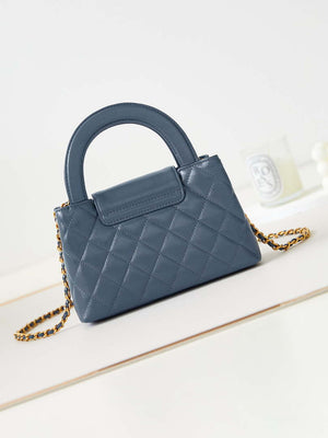 Chanel AS4416 Mini Shopping Bag shiny aged Calfskin gold tone metal Navy Blue - Default Title - View 5