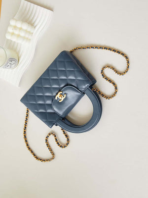 Chanel AS4416 Mini Shopping Bag shiny aged Calfskin gold tone metal Navy Blue - Default Title - View 7