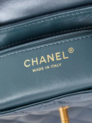 Chanel AS4416 Mini Shopping Bag shiny aged Calfskin gold tone metal Navy Blue - Default Title - View 9