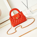 Chanel AS4416 Mini Shopping Bag shiny aged Calfskin gold tone metal Orange red - Default Title - View 1
