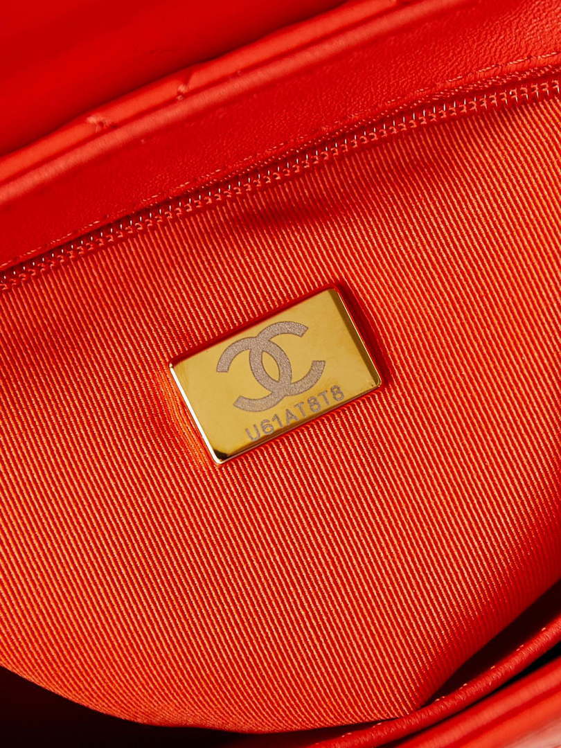 Chanel AS4416 Mini Shopping Bag shiny aged Calfskin gold tone metal Orange red