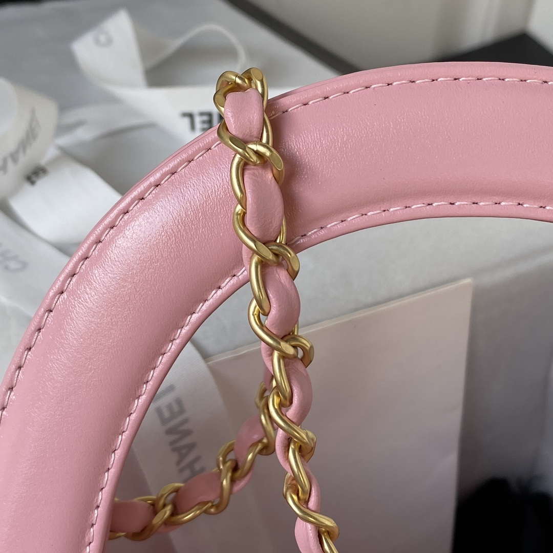Chanel AS4416 Mini Shopping Bag shiny aged Calfskin gold tone metal Pink - Default Title - View 4