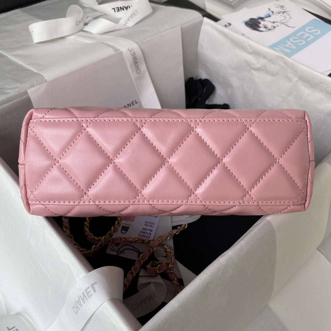 Chanel AS4416 Mini Shopping Bag shiny aged Calfskin gold tone metal Pink