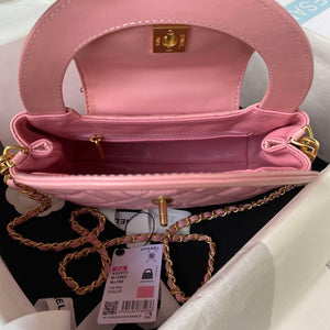 Chanel AS4416 Mini Shopping Bag shiny aged Calfskin gold tone metal Pink - Default Title - View 6