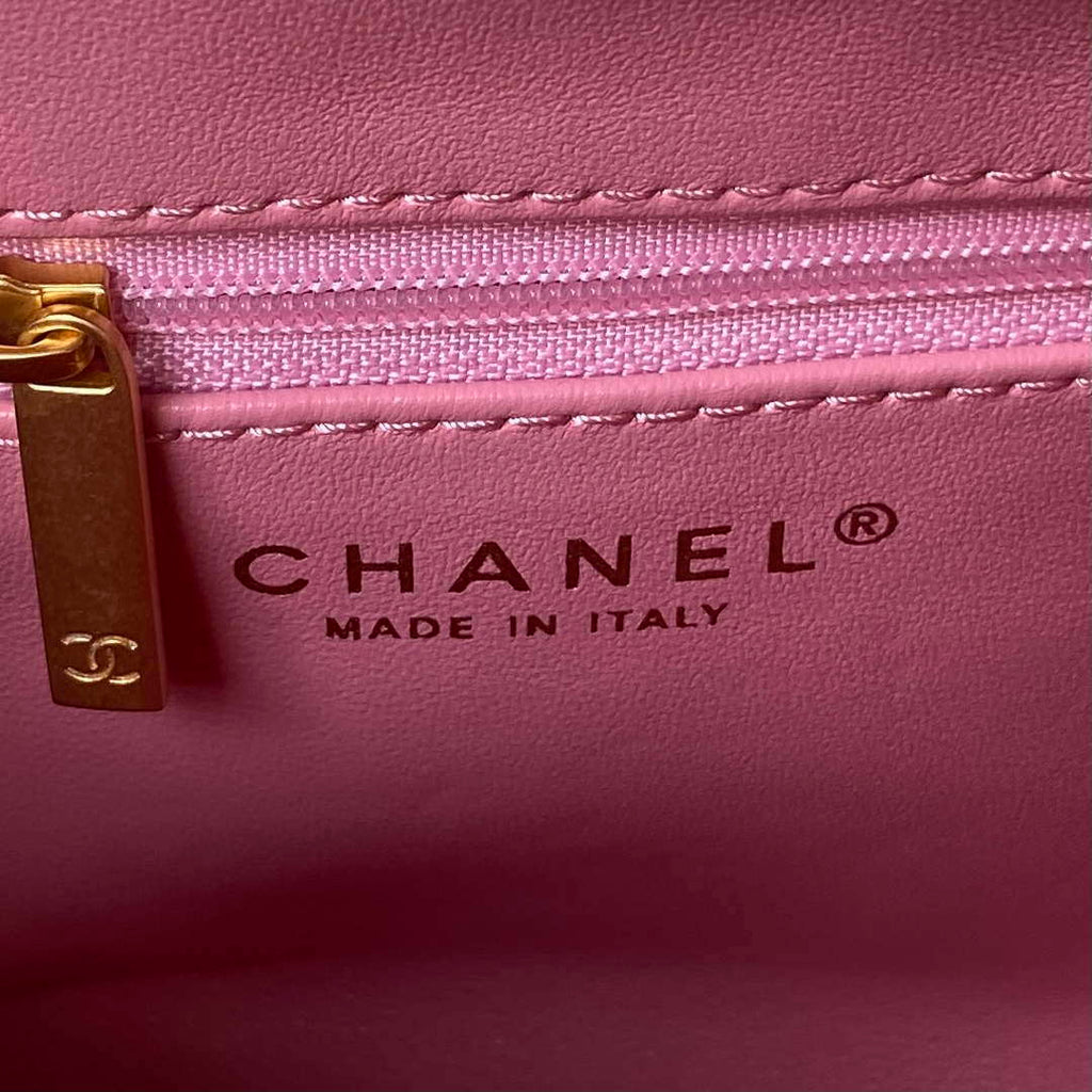Chanel AS4416 Mini Shopping Bag shiny aged Calfskin gold tone metal Pink