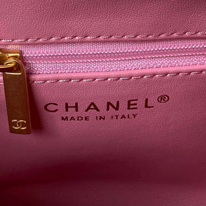 Chanel AS4416 Mini Shopping Bag shiny aged Calfskin gold tone metal Pink - Default Title - View 7