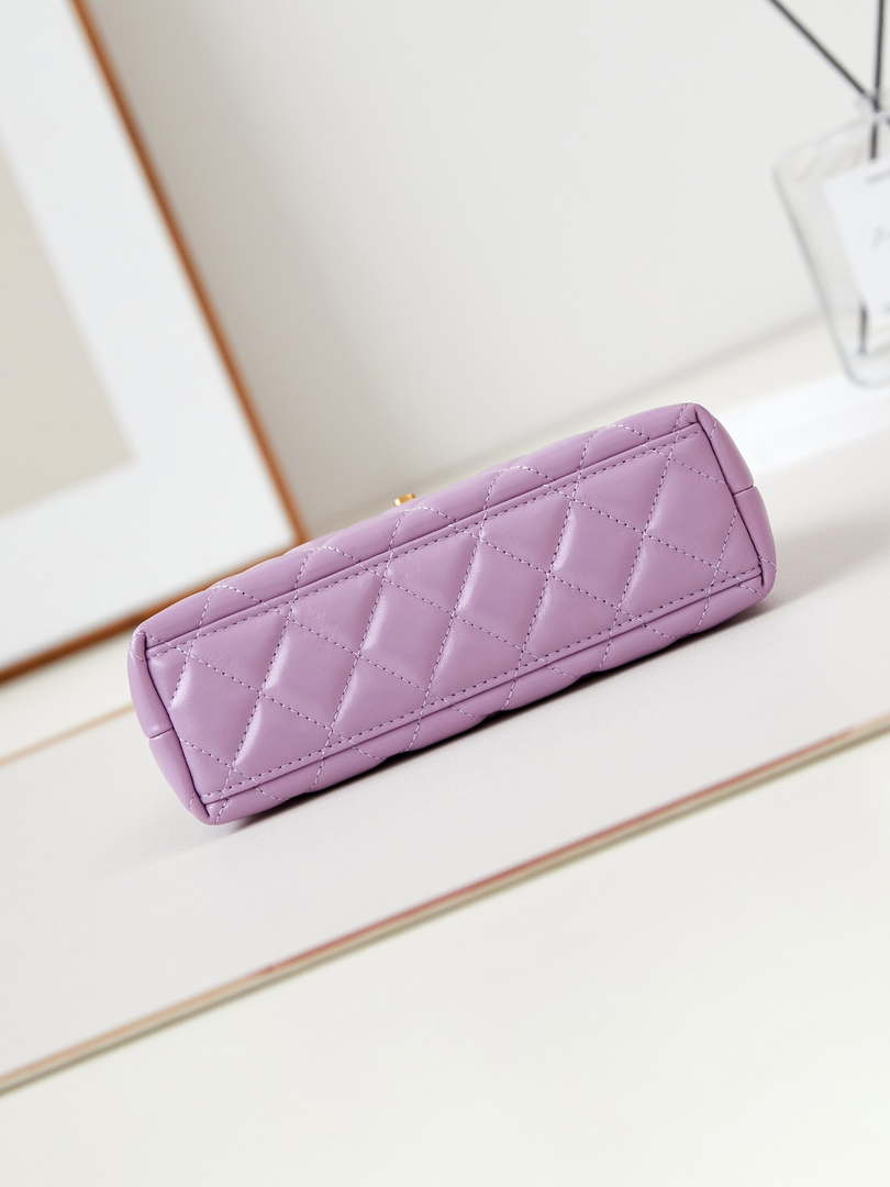 Chanel AS4416 Mini Shopping Bag shiny aged Calfskin gold tone metal Purple