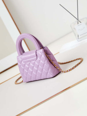 Chanel AS4416 Mini Shopping Bag shiny aged Calfskin gold tone metal Purple - Default Title - View 6