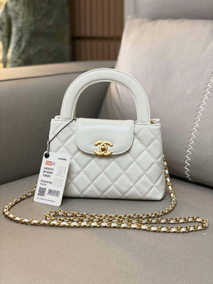 Chanel AS4416 Mini Shopping Bag shiny aged Calfskin gold tone metal White - Default Title - View 2
