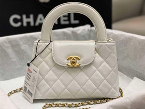Chanel AS4416 Mini Shopping Bag shiny aged Calfskin gold tone metal White - Default Title - View 3