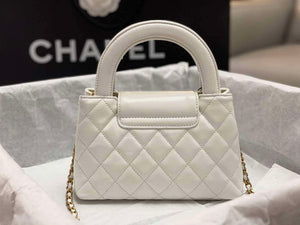 Chanel AS4416 Mini Shopping Bag shiny aged Calfskin gold tone metal White - Default Title - View 4