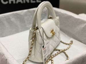 Chanel AS4416 Mini Shopping Bag shiny aged Calfskin gold tone metal White - Default Title - View 5
