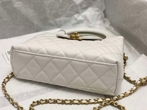 Chanel AS4416 Mini Shopping Bag shiny aged Calfskin gold tone metal White - Default Title - View 6
