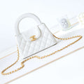 Chanel AS4416 Mini Shopping Bag shiny aged Calfskin gold tone metal Off-White - Default Title - View 1