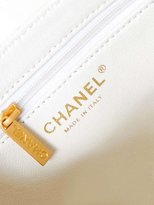 Chanel AS4416 Mini Shopping Bag shiny aged Calfskin gold tone metal Off-White - Default Title - View 8