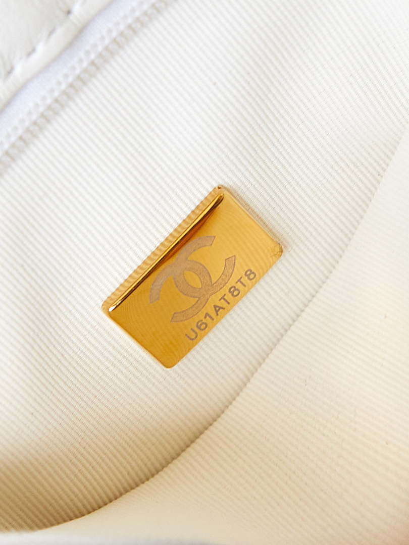 Chanel AS4416 Mini Shopping Bag shiny aged Calfskin gold tone metal Off-White - Default Title - View 9