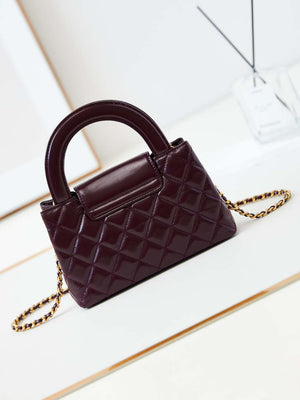 Chanel AS4416 Mini Shopping Bag shiny aged Calfskin Gold tone metal Wine Red - Default Title - View 5