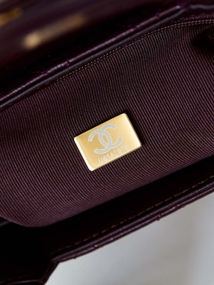Chanel AS4416 Mini Shopping Bag shiny aged Calfskin Gold tone metal Wine Red - Default Title - View 9
