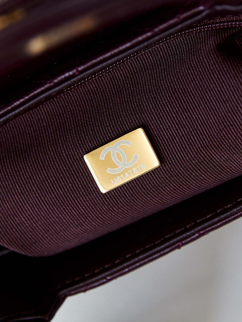 Chanel AS4416 Mini Shopping Bag shiny aged Calfskin Gold tone metal Wine Red