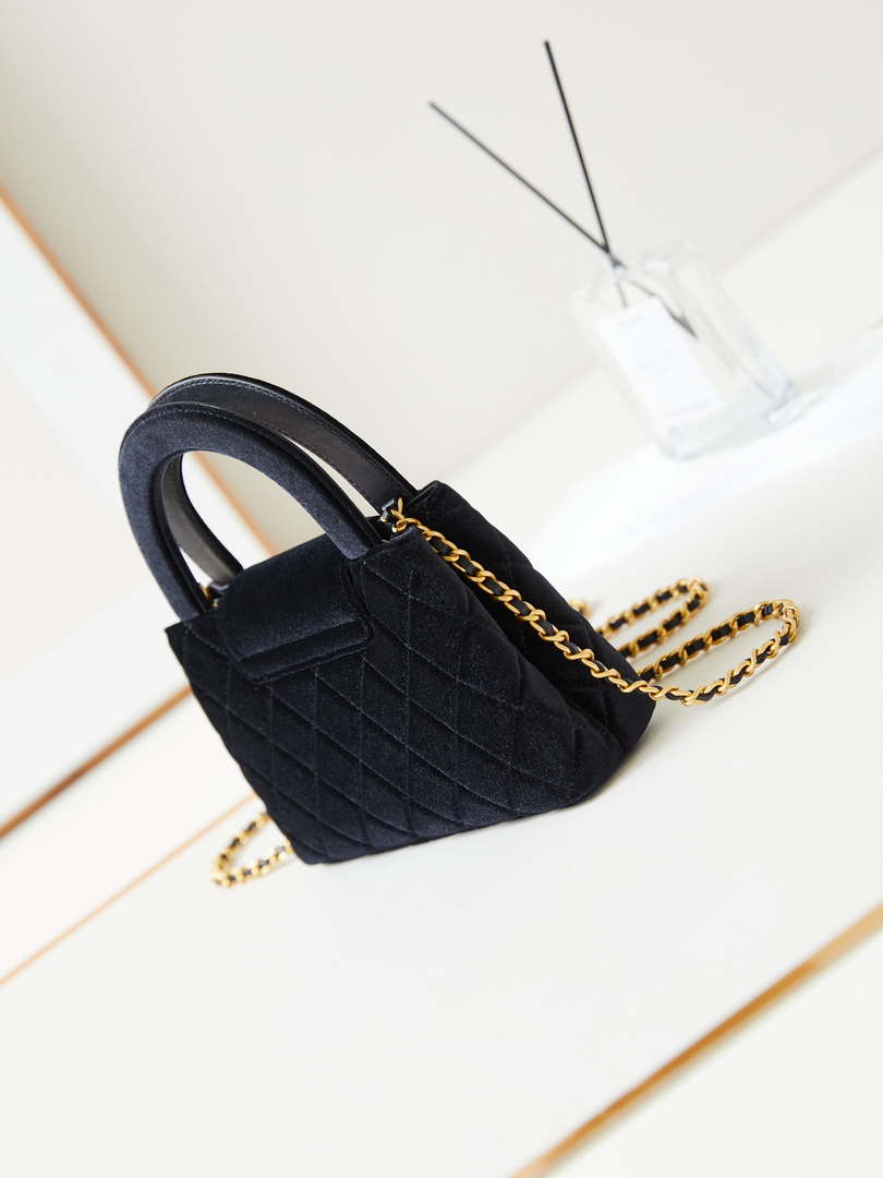 Chanel AS4416 Mini Shopping Bag Velvet & Gold Metal Black - Default Title - View 4