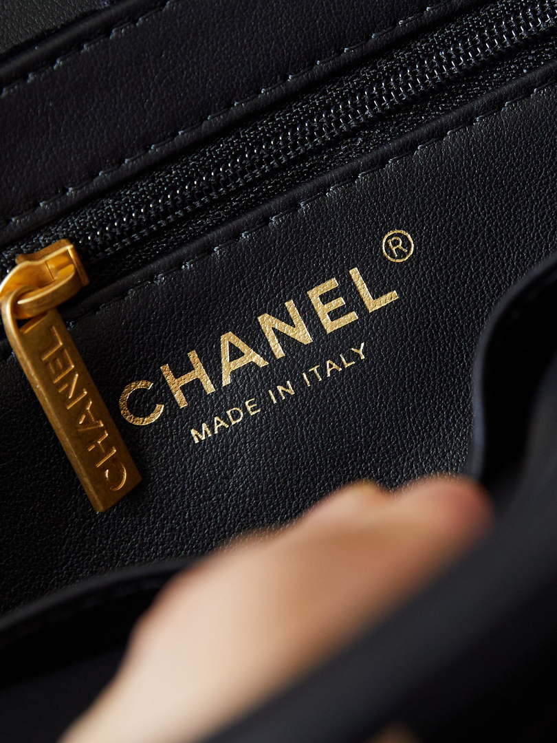 Chanel AS4416 Mini Shopping Bag Velvet & Gold Metal Black