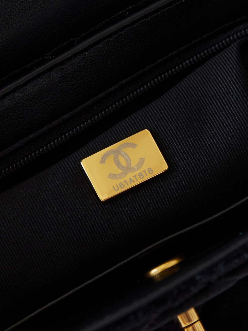 Chanel AS4416 Mini Shopping Bag Velvet & Gold Metal Black