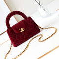 Chanel AS4416 Mini Shopping Bag Velvet & Gold Metal Wine Red - Default Title - View 1