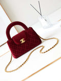 Chanel AS4416 Mini Shopping Bag Velvet & Gold Metal Wine Red
