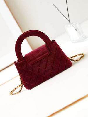 Chanel AS4416 Mini Shopping Bag Velvet & Gold Metal Wine Red - Default Title - View 5