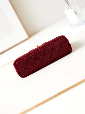 Chanel AS4416 Mini Shopping Bag Velvet & Gold Metal Wine Red - Default Title - View 6