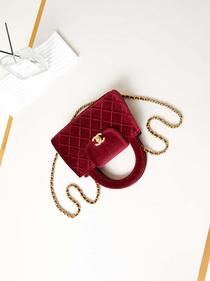 Chanel AS4416 Mini Shopping Bag Velvet & Gold Metal Wine Red - Default Title - View 7