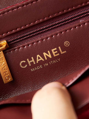 Chanel AS4416 Mini Shopping Bag Velvet & Gold Metal Wine Red - Default Title - View 8