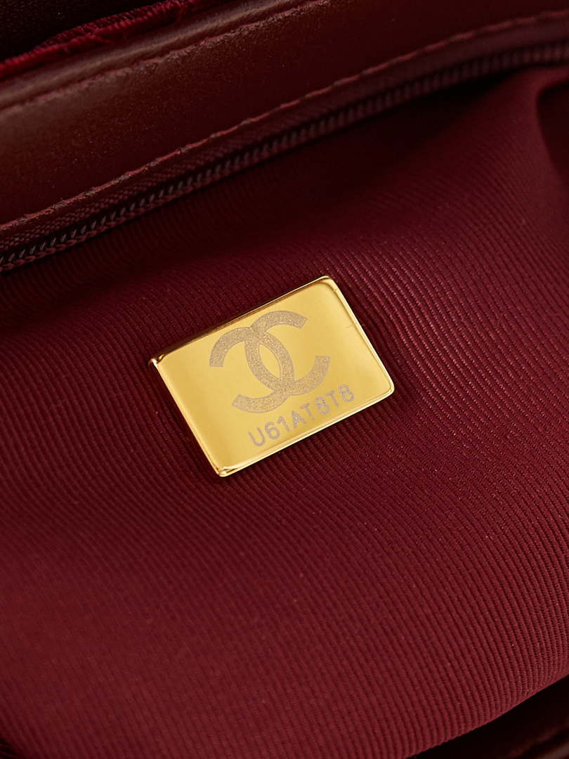 Chanel AS4416 Mini Shopping Bag Velvet & Gold Metal Wine Red