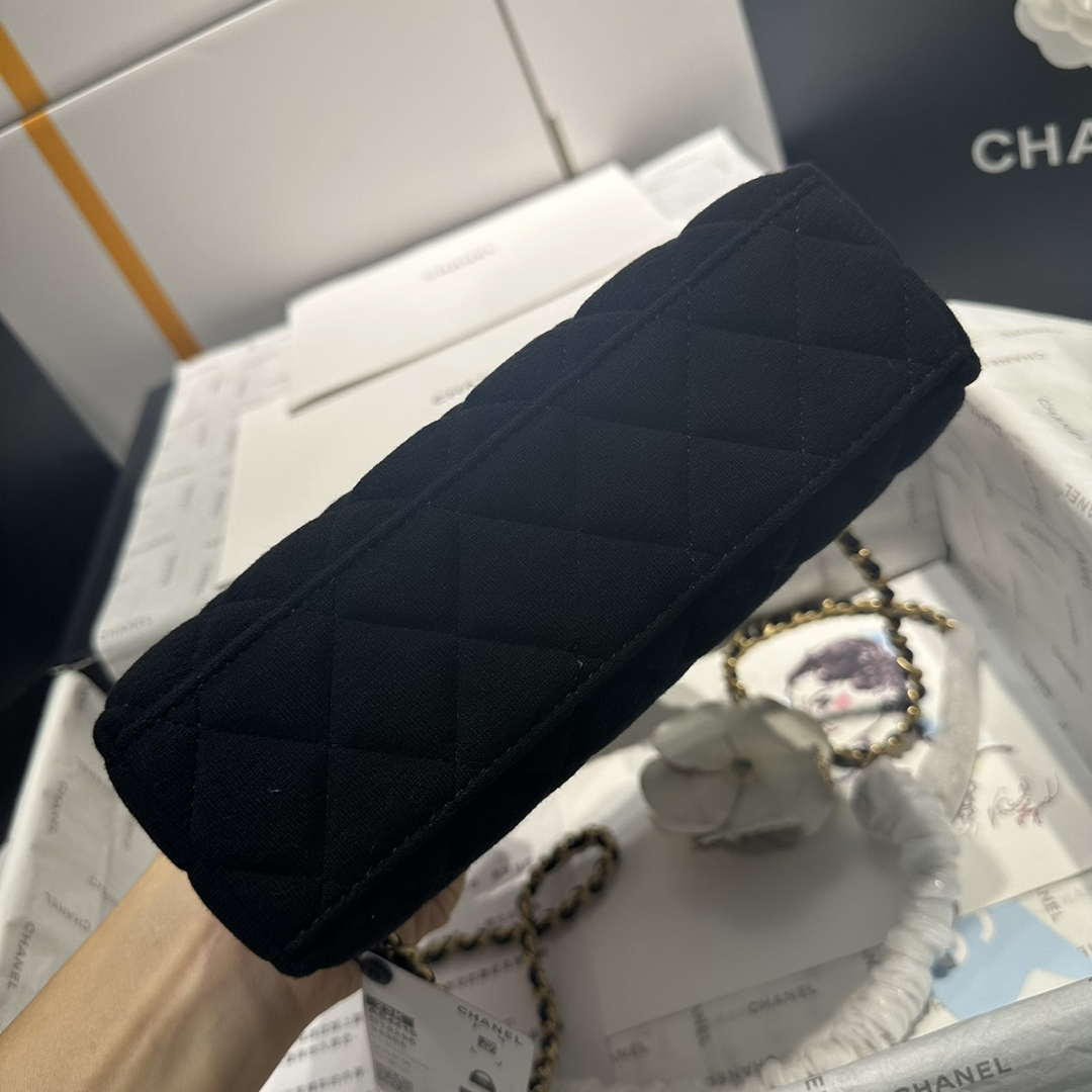 Chanel AS4416 Mini Shopping Bag Velvet gold tone metal Black