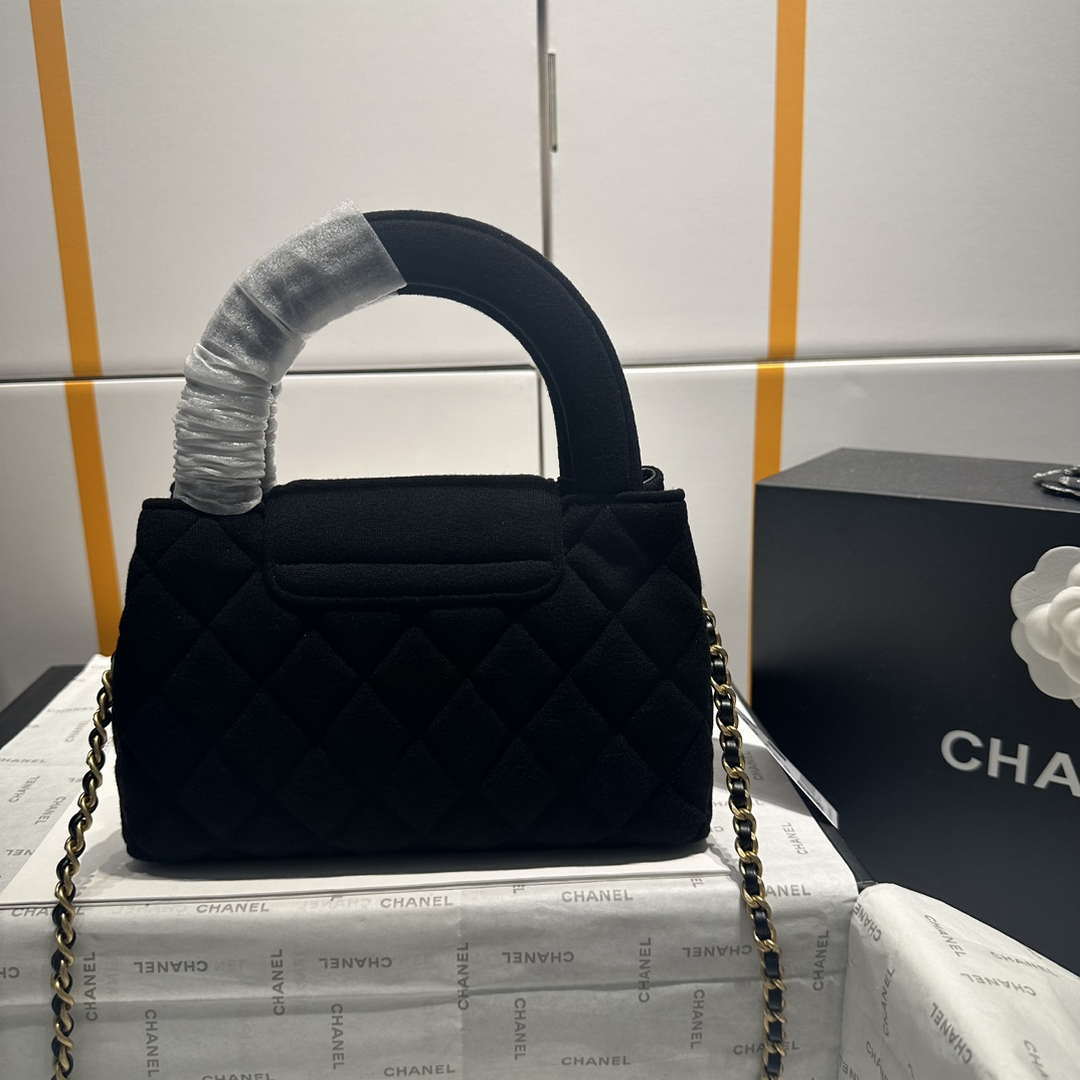Chanel AS4416 Mini Shopping Bag Velvet gold tone metal Black - Default Title - View 6