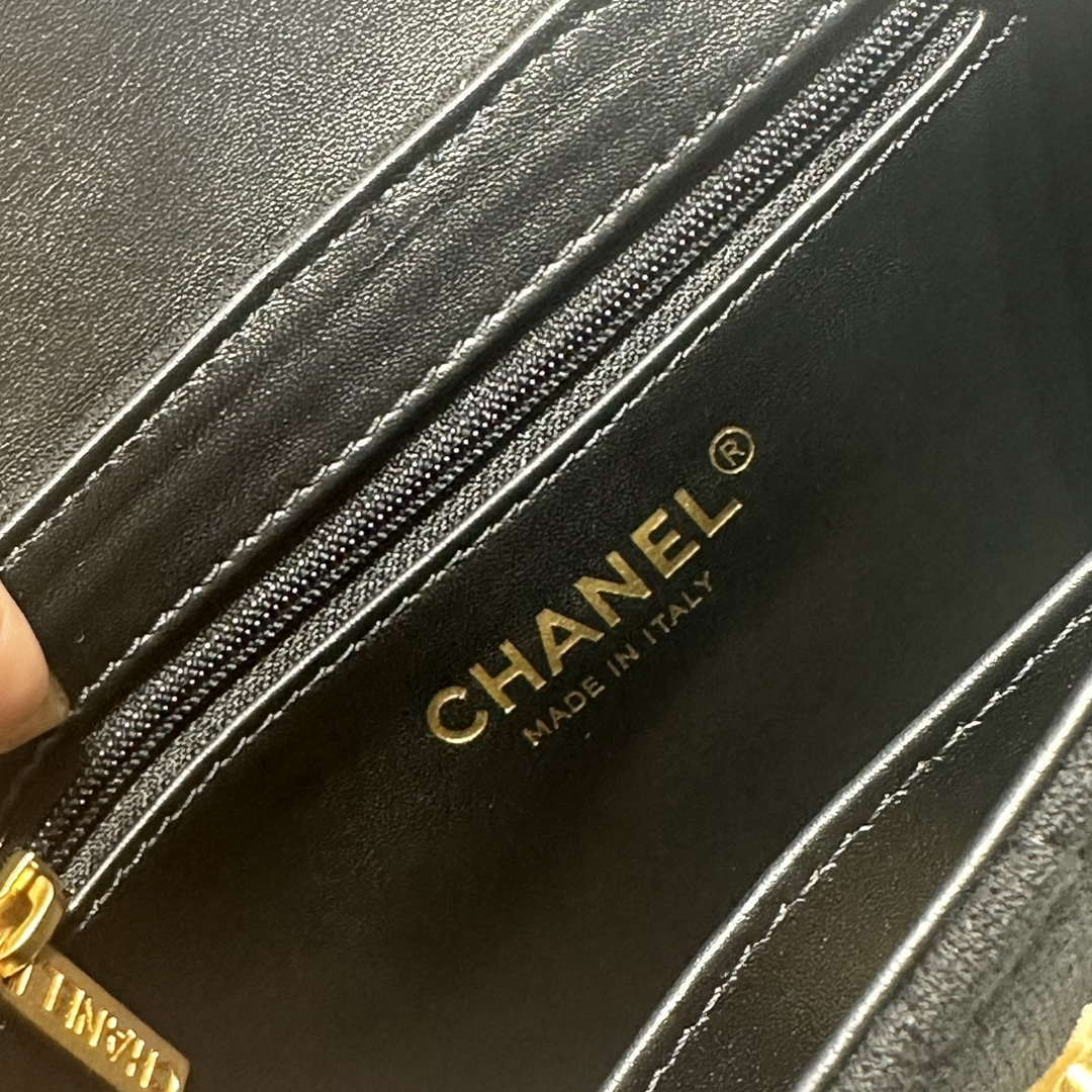 Chanel AS4416 Mini Shopping Bag Velvet gold tone metal Black - Default Title - View 8