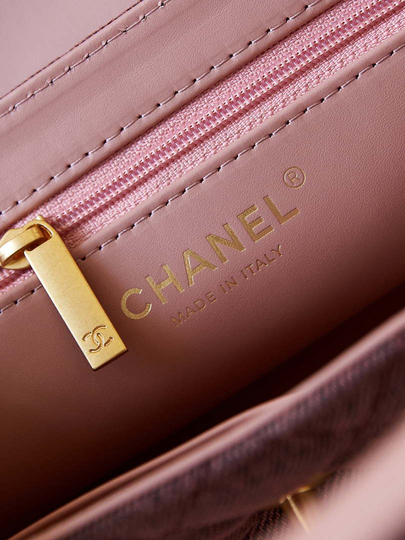 Chanel AS4416 Mini Shopping Bag Washed Denim & Gold-Tone Metal Orange & Black - Default Title - View 8