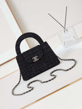 Chanel AS4416 Printed Denim & Ruthenium-Finish Metal Black & Gray