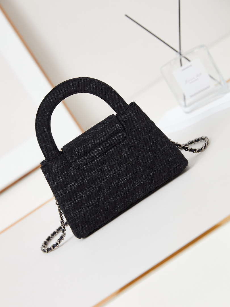 Chanel AS4416 Printed Denim & Ruthenium-Finish Metal Black & Gray
