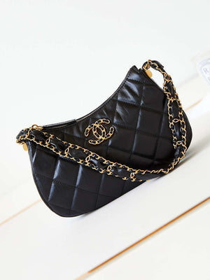 Chanel AS4422 23K Hobo Bag Lambskin Gold Metal Black - Default Title - View 1