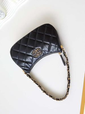 Chanel AS4422 23K Hobo Bag Lambskin Gold Metal Black - Default Title - View 7