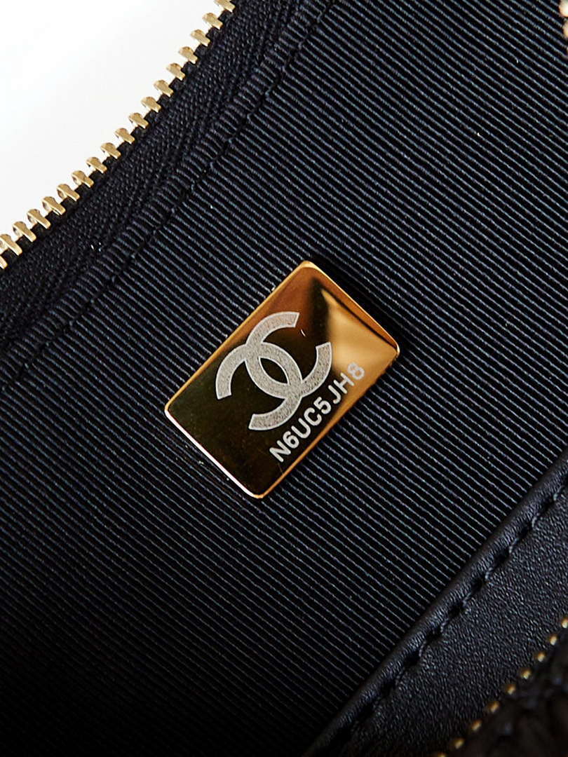 Chanel AS4422 23K Hobo Bag Lambskin Gold Metal Black