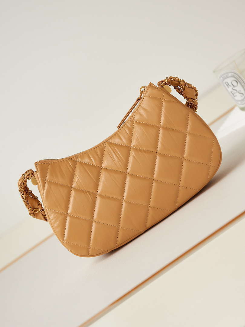 Chanel AS4422 23K Hobo Bag Lambskin Gold Metal Caramel - Default Title - View 5