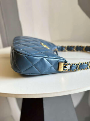 Chanel AS4422 23K Hobo Bag Lambskin Gold Metal Navy Blue - Default Title - View 4