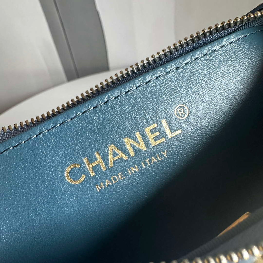 Chanel AS4422 23K Hobo Bag Lambskin Gold Metal Navy Blue