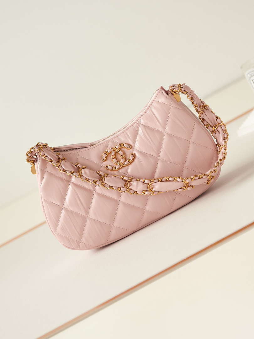 Chanel AS4422 23K Hobo Bag Lambskin Gold Metal Pink - Default Title - View 1