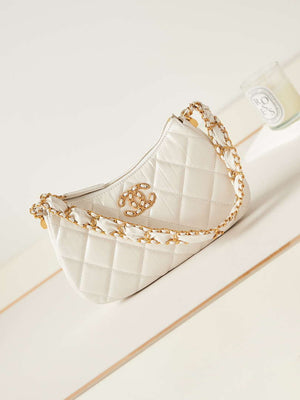 Chanel AS4422 23K Hobo Bag Lambskin Gold Metal White - Default Title - View 1