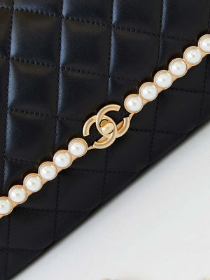 Chanel 23K AS4452 Flap Bag Lambskin With Pearl & Metal Chain Black - Default Title - View 2